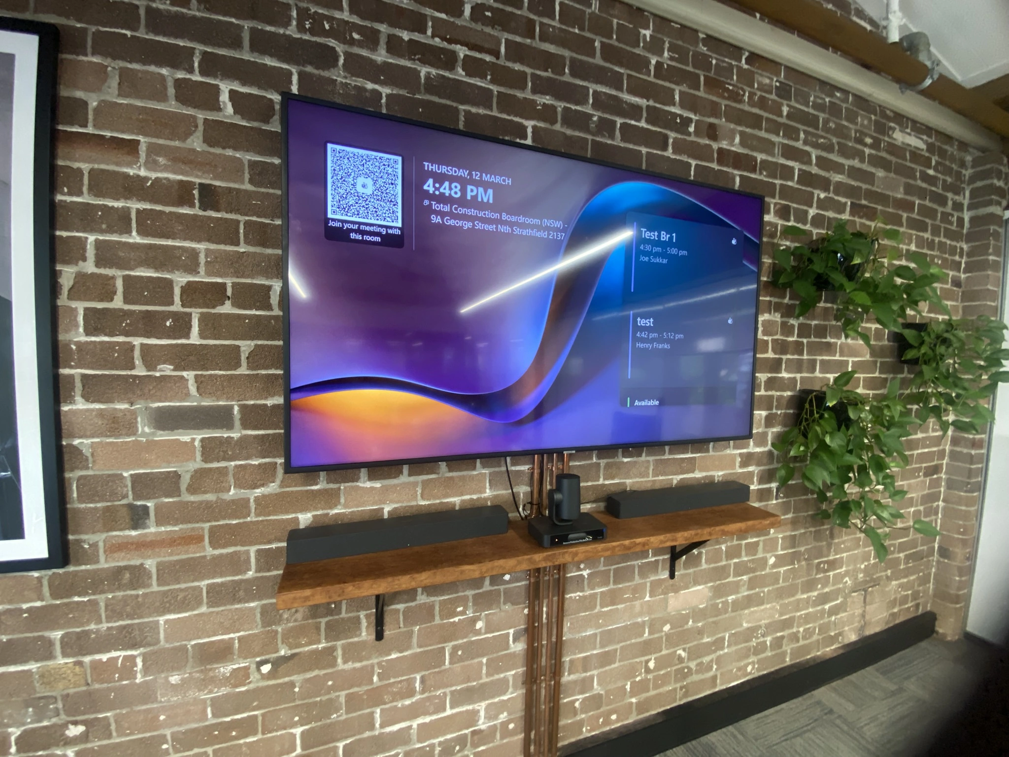 Commercial display installation in an office conference room